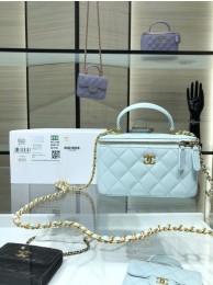 Fake Chanel Original Small classic chain box handbag AP2199 Light Blue HY22297xE84