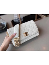 Fake Chanel small flap bag Lambskin & Gold-Tone Metal AS2052 white HY2159Lh27