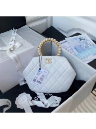 Fake CHANEL Top Handle Leather Bag AS2609 White HY12258xR88