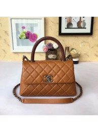 Fake Chanel Tote Bag Brown Original Calfskin Leather 92990 Silver HY15389Hj78