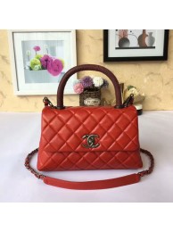 Fake Chanel Tote Bag Red Original Calfskin Leather 92990 Silver HY16943bz90