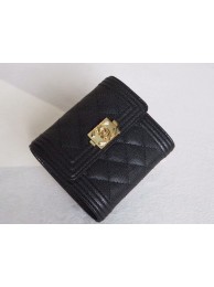 Fake Chanel Tri-Fold Wallet Calfskin Leather A48980 Black HY20707lF58