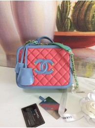 Fake Chanel vanity case Grained Calfskin & gold-Tone Metal A93343 Pink&Green&blue HY18231QF99