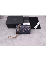 Fake Chanel wallet on chain Lambskin & Gold-Tone Metal A81618 dark blue HY25735tu77