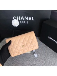 Fake Chanel WOC Flap Bag Camel Original Sheepskin Leather 33814 Glod HY2411pE71