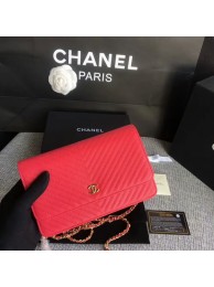 Fake Chanel WOC Flap Shoulder Bag Pink Calfskin Leather A33814 Gold HY23582Qv16