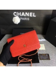 Fake Chanel WOC Flap Shoulder Bag Red Calfskin Leather A33814 Gold HY6474GR32