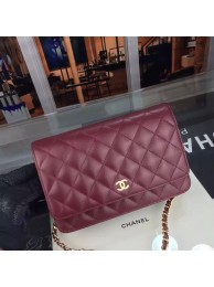 Fake Chanel WOC mini Flap Bag Original Lambskin Leather A5373 Burgundy HY634GR32