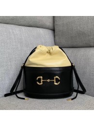 Fake Gucci 1955 Horsebit bucket bag 602118 black&cream HY7145Iw51