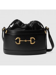 Fake Gucci 1955 Horsebit bucket bag 602118 black HY13259eZ32