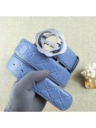 Fake Gucci 38mm Leather Belt GG57098 Blue HY1076QF99
