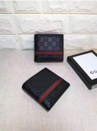 Fake Gucci Bi-Fold GG Leather Wallet 138042 Black HY18996RY48