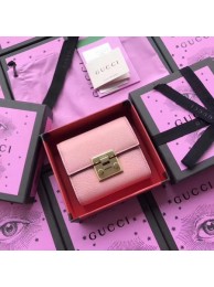 Fake Gucci Calfskin Leather Padlock Wallet 453155 Pink HY17565ny77
