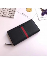 Fake Gucci Calfskin Leather Wallet 476012 Black HY954yQ90