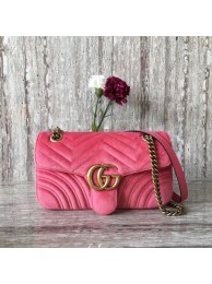 Fake Gucci GG Marmont Chevron Velvet Shoulder Bag 443497 Pink HY24969Sq37