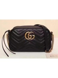 Fake Gucci GG Marmont Matelasse Shoulder Bag 447632 Black HY17917xE84