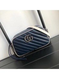 Fake Gucci GG Marmont Matelasse Shoulder Bag A447632 Navy HY16939Sq37