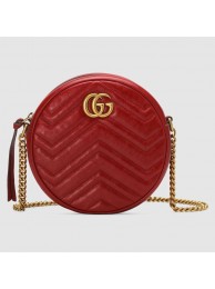 Fake Gucci GG Marmont mini round shoulder bag 550154 red HY8320kw88