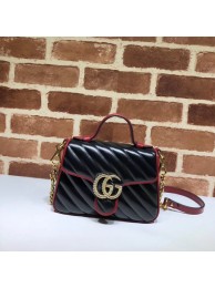 Fake Gucci GG Marmont Mini Top Handle Bag 583571 Black HY15917Qv16