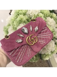 Fake Gucci GG Marmont Small Chevron Shoulder Bag 443497 Pink HY13686uQ71