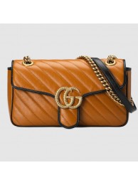 Fake Gucci GG Marmont small shoulder bag 443497 Cognac diagonal HY9757lF58