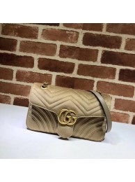 Fake Gucci GG Marmont velvet medium shoulder bag 443497 Khaki HY3984Lh27