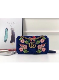 Fake Gucci GG Marmont velvet small shoulder bag 443497 blue HY10076pE71