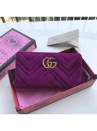 Fake Gucci GG Marmont Velvet Zip Around Wallet 443123 Purple HY14087qZ31