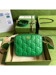 Fake Gucci GG Matelasse leather shoulder bag 702234 Bright green HY11696RY48