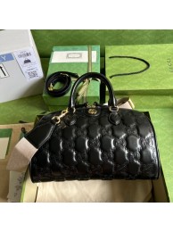 Fake Gucci GG Matelasse leather top handle bag 702242 black HY4232qZ31