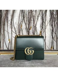 Fake Gucci GG Original Marmont Leather Shoulder Bag 431384A Dark Green HY6916QF99