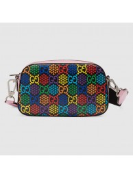 Fake Gucci GG Psychedelic Canvas Messenger Bag 574886 pink HY21752qZ31