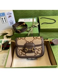 Fake Gucci Horsebit 1955 jumbo GG mini bag 658574 brown HY13681EQ38