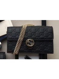 Fake Gucci Icon Gucci Signature Chain Wallet 409340 Black HY10040tu77