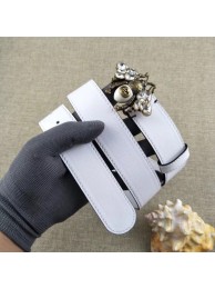 Fake Gucci leather belt with bee 499638 white HY20044Lh27