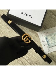 Fake Gucci Leather belt with Double G buckle G55333 black HY17304Sq37