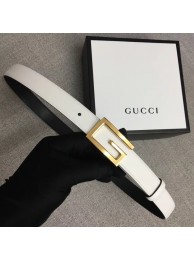 Fake Gucci Leather belt with G buckle 523305 white HY10854GR32