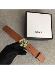 Fake Gucci Leather belt with tiger head 543152 brown HY26502Qv16