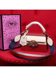 Fake Gucci Queen Margaret Leather Top Handle Bag 476541 Red HY17737qZ31