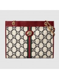 Fake Gucci Rajah GG tweed large shopping bag 537219 white HY3940kw88