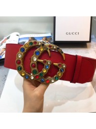 Fake Gucci Wide leather belt with Double G 550111 red HY19249GR32