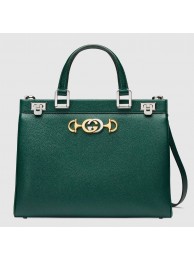 Fake Gucci Zumi grainy leather medium top handle bag 564714 Dark green HY4237Qv16