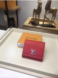 Fake Louis Vuitton Calf Leather LOCKME II COMPACT WALLET M64309 Red HY24122xE84