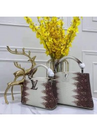 Fake Louis Vuitton CAPUCINES PM Original Lizard Leather M52386 White HY26068bz90