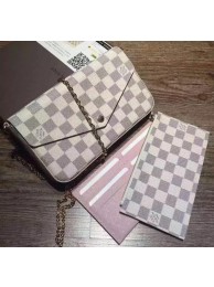 Fake Louis Vuitton Damier Azur Canvas Felicie Chain Wallet N61276 HY12894eZ32