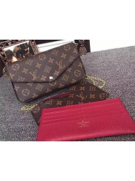 Fake Louis Vuitton Monogram Canvas Felicie Chain Wallet M61276 Burgundy HY19521EQ38