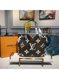 Fake Louis Vuitton Monogram Canvas Original Leather NEVERFULL MM M44567 Khaki HY24275tu77