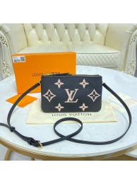 Fake Louis vuitton Monogram Empreinte DOUBLE ZIP POCHETTE M80084 Black&Beige HY14997xE84