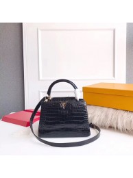Fake Louis vuitton original crocodile CAPUCINES PM M94587 black HY5263bz90