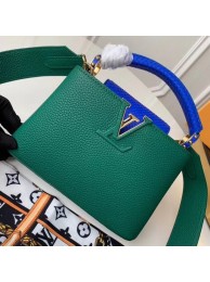 Fake Louis vuitton original taurillon leather Capucines Mini N95509 green HY21654eZ32